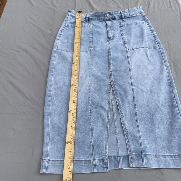 Denim pencil Jean Skirt for Women Denim‎ Casual Stretch Patch Pockets L - Picture 5 of 10